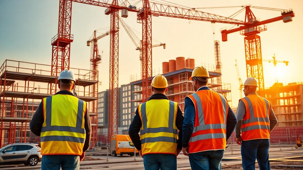 Construction workers on a European building site
